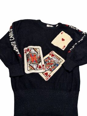 Vintage Black Playing Card Sweater